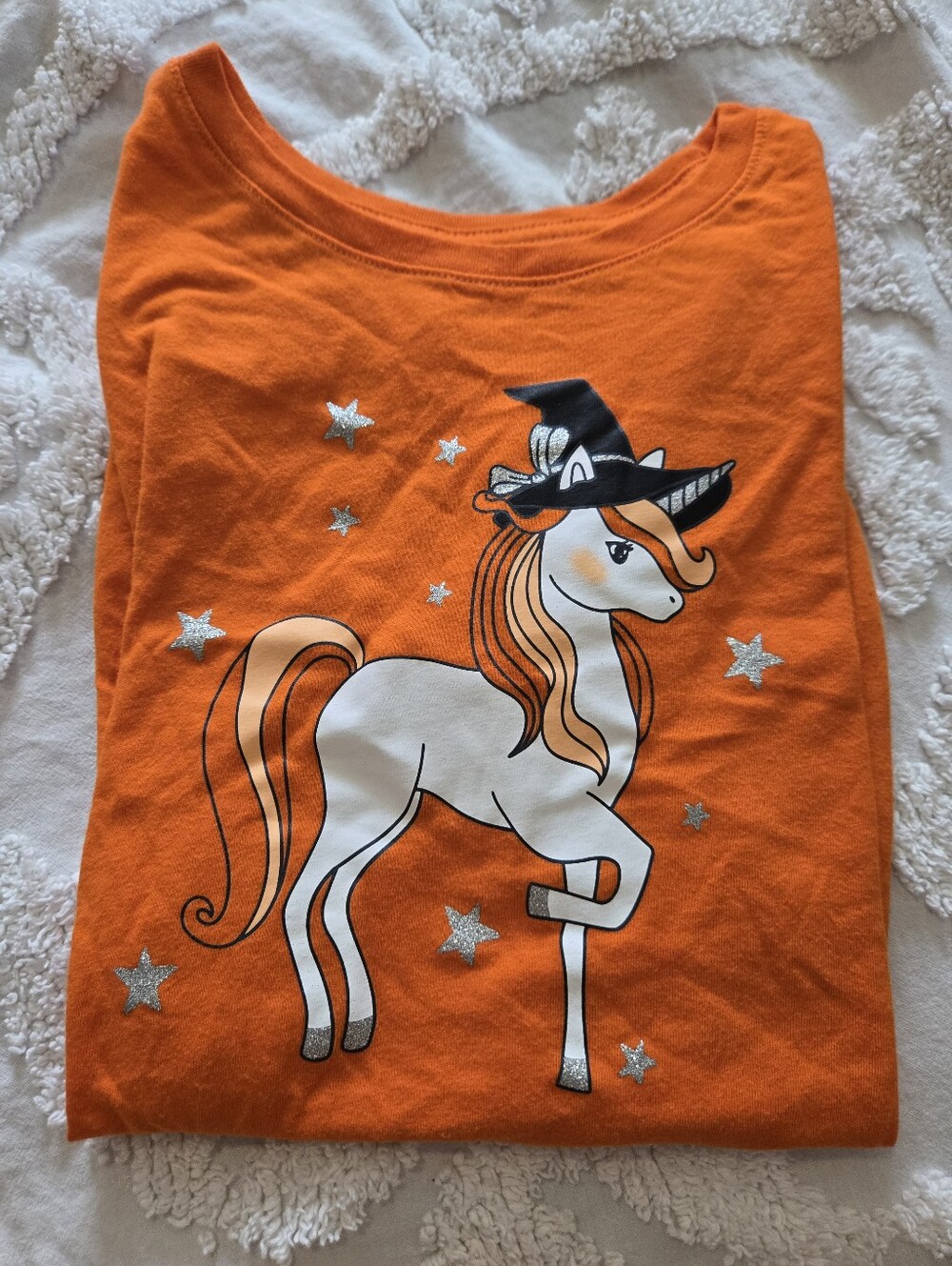Girl's Celebrate Halloween Orane Tee Unicorn Graphic Sparkles XXL 18 Novelty Fun